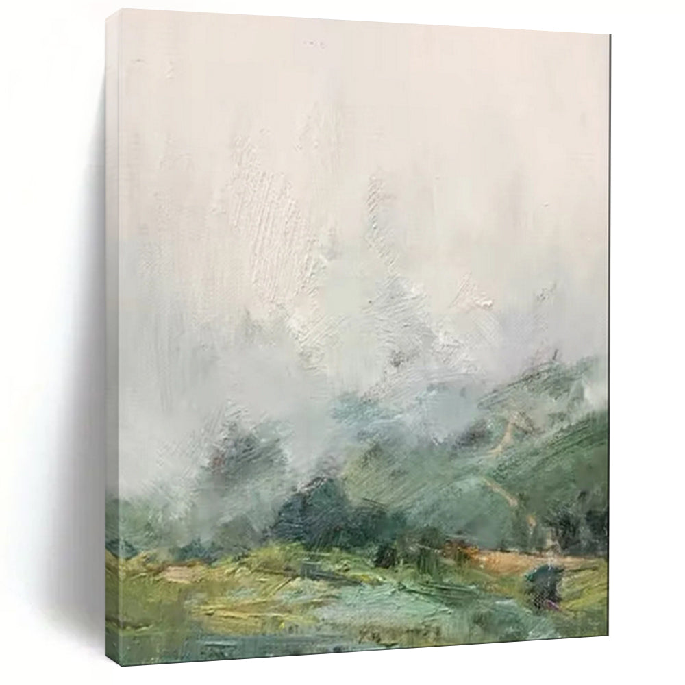 Misty Mountain Vista, Impressionistic Landscape, Turner - Inspired Atmosphere, Painting On Canvas PT2110