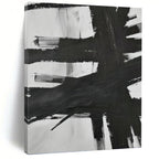 “Black - White Expressive Strokes” - Abstract Expressionist Painting On Canvas PT1154