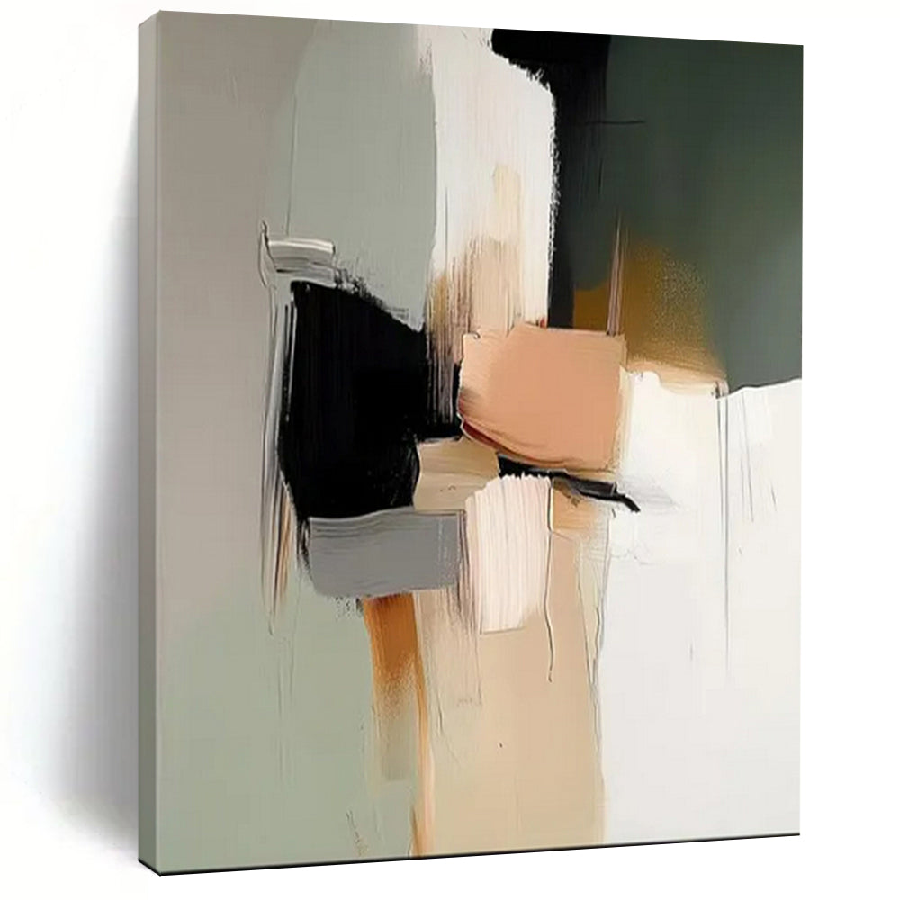 Neutral and Black Abstract, "Urban Blocks" – Abstract Cubist - Inspired On Canvas PS0943