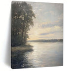 “Realistic Light - Filled Riverbank” - Impressionist Landscape Painting On Canvas PT1875