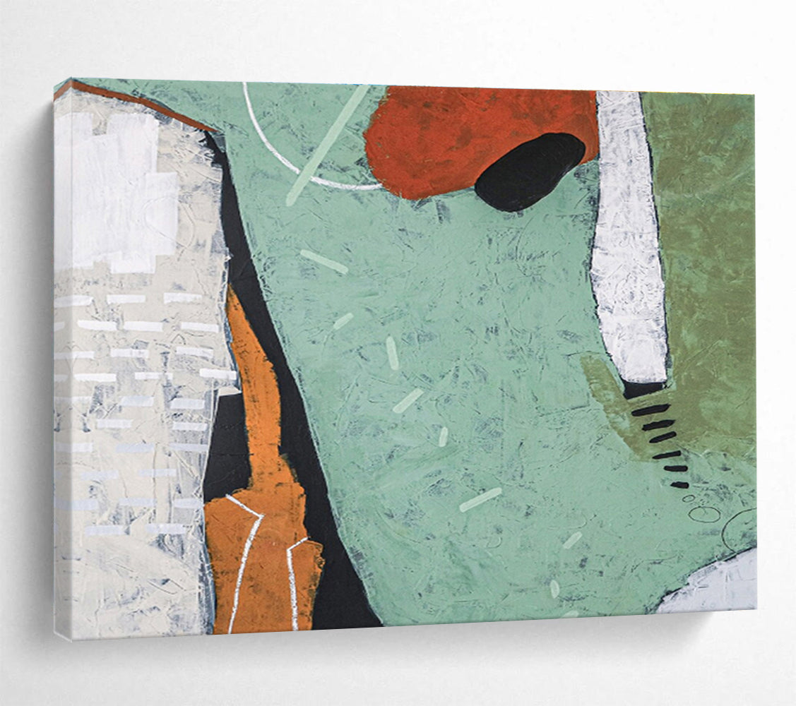 “Green And Orange Abstract Mix” - Abstract Painting On Canvas DKS567