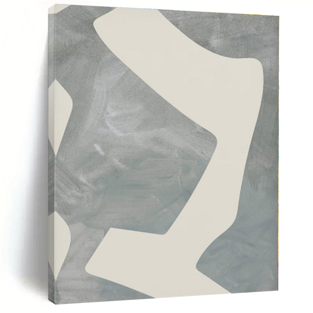 “Gray - White Minimalist Shapes” - Gray, White Minimalist Abstract Painting On Canvas PS0436