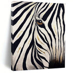 “Zebra Eye with Gold Accents” - Realist - Inspired Animal Painting On Canvas PT1423