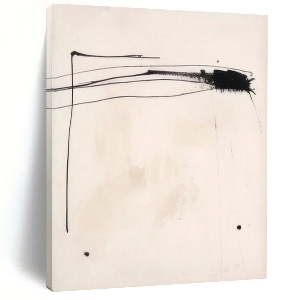 Minimalist Black and White, "Ink Traces" – Minimalist Abstract Painting On Canvas PS1030