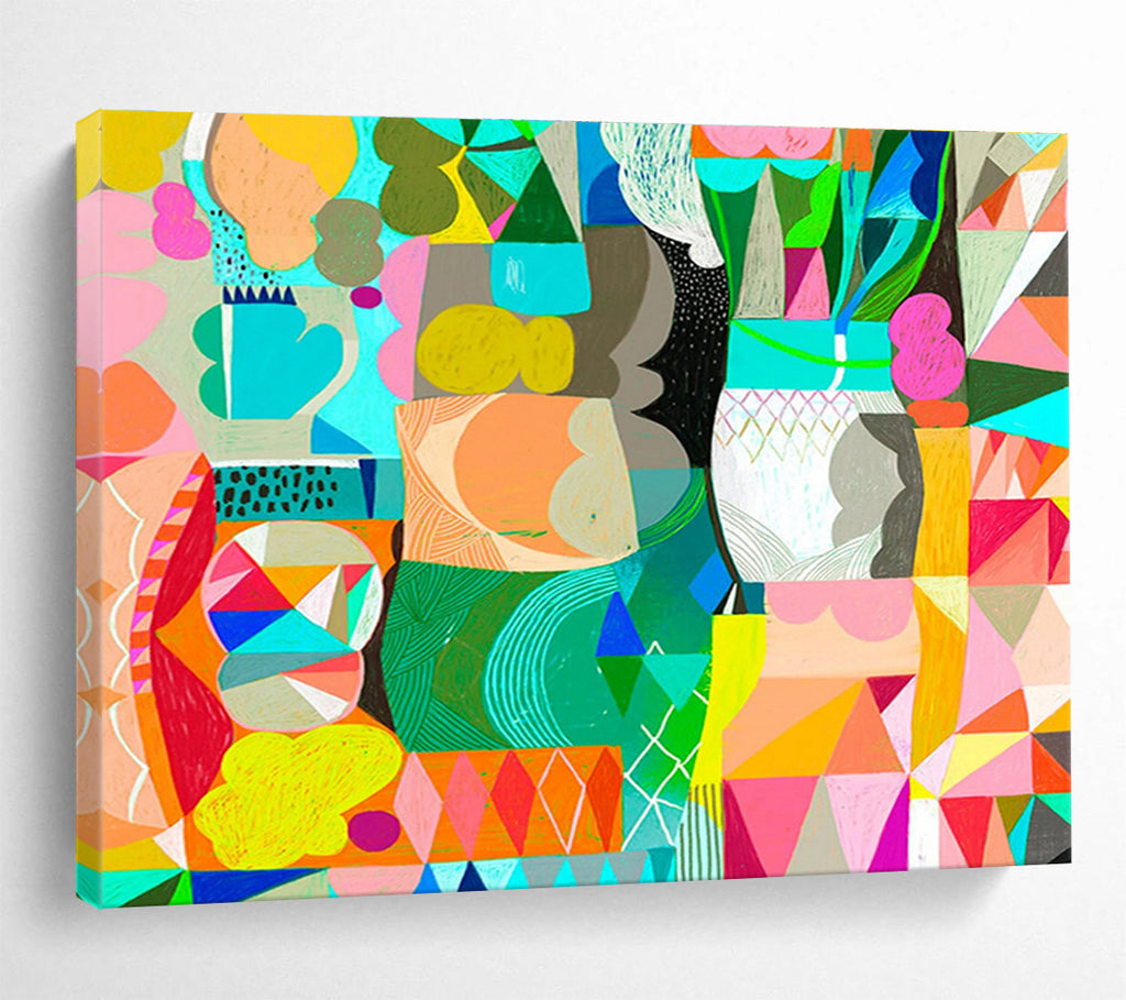Colorful Geometric Abstract Painting On Canvas DKS065