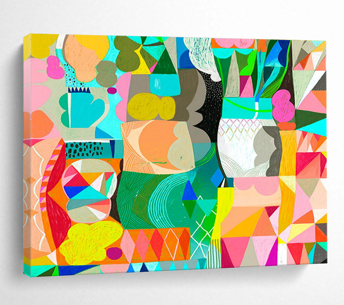 Colorful Geometric Abstract Painting On Canvas DKS065