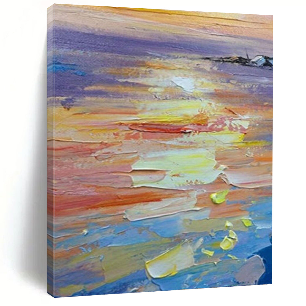 “Impasto Sunset Seascape” - Impasto Landscape Painting On Canvas PT1040