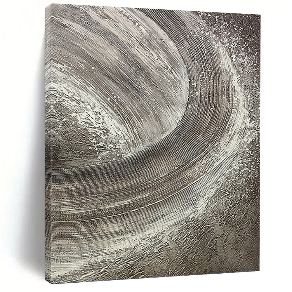 “Textured Silver and Gray Swirls” - Abstract, Tactile - Styled Painting On Canvas PT1542