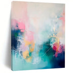 Colorful, Abstract Shapes with White Line Accents "Pastel Harmony" Abstract Painting On Canvas PS1173