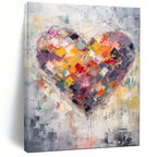 “Colorful Patchwork Heart” - Abstract Symbolism Painting On Canvas PT1840