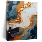 Blue and Gold Fluid Art - Swirling Metallic Patterns Painting On Canvas PS1216