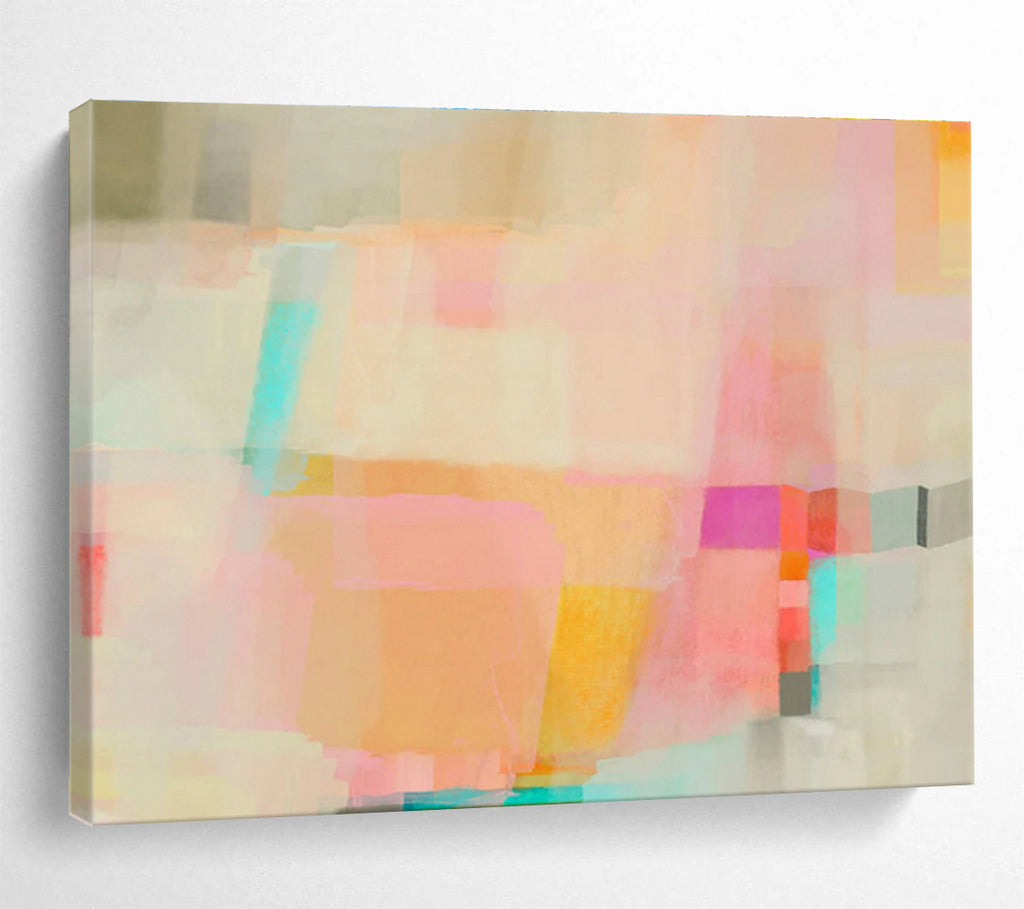 Soft Color Block Abstract Painting On Canvas DKS053