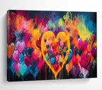 “Colorful Heart Graffiti” - Vibrant Colors “Love Bomb” Painting On Canvas PT1630