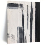 “Black and White Vertical Strokes” - Bold Minimalist Painting On Canvas DS367