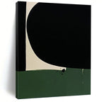 “Black - Green - White Abstract” - Minimalist Abstract Painting On Canvas PT1214