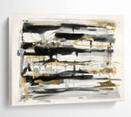 “Black, Gray, and Gold Abstract” - Minimalist Abstract Painting On Canvas DKS846
