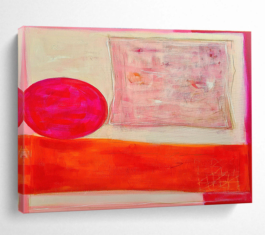 Pink and Red Abstract Shapes Painting On Canvas DKS073