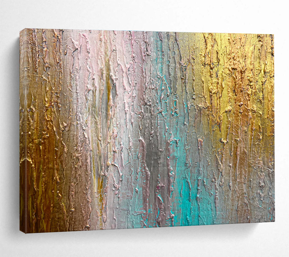“Metallic - Color Dripped Textures” - Textured Oil Painting on Canvas DKS916