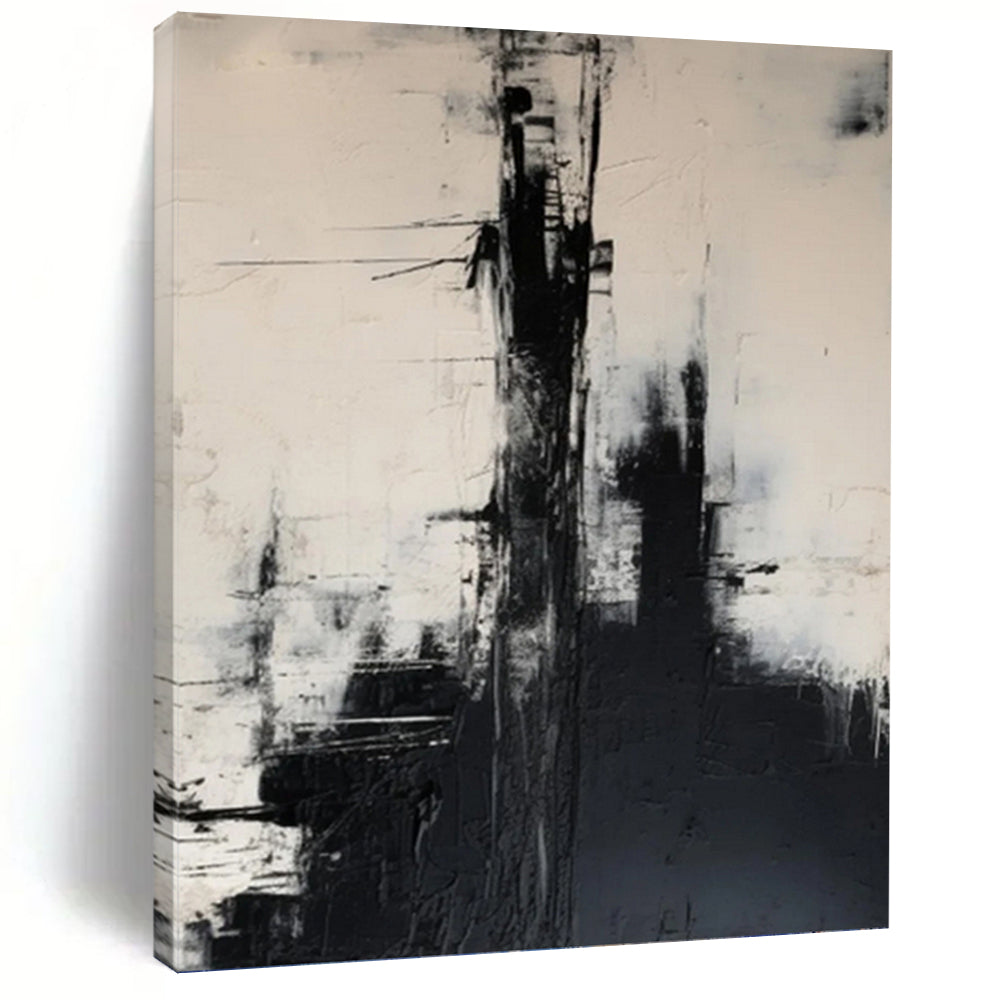 “Black - White Abstract Forms” - Minimalist Abstract Painting On Canvas PT1261