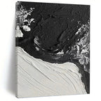 “Textured Black - White Contrast” - Impasto Abstract Painting On Canvas PT1048