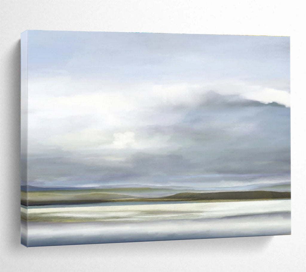 Soft Horizon Landscape - Serene Landscape Painting On Canvas DKS360