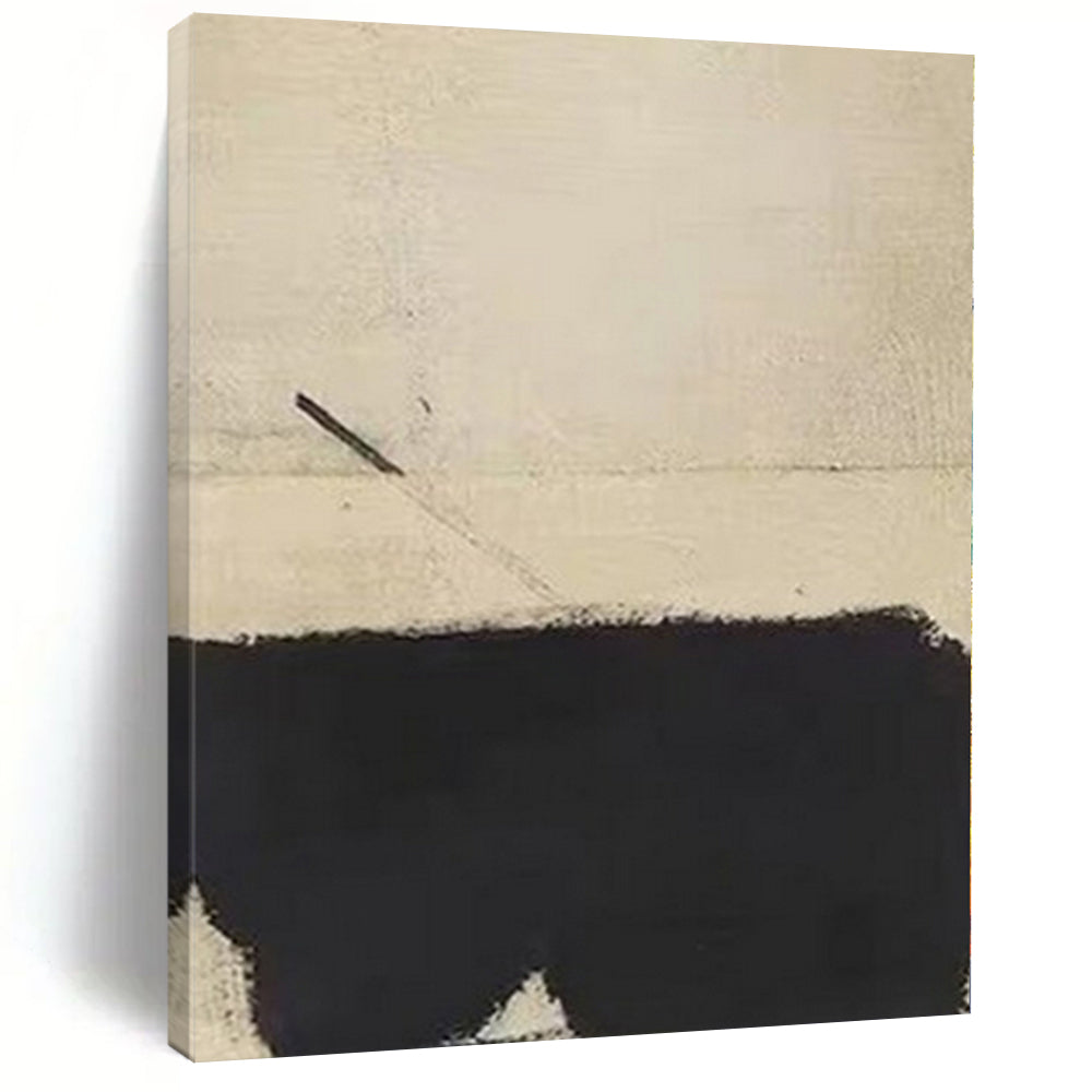 Beige and Black with Stark Contrast "Monochrome Balance" Abstract Painting On Canvas PS1166