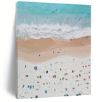 Blue, White, Beige and Colorful Dots "Beach Carnival" Impressionistic Abstract Painting On Canvas PS1131