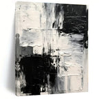 Monochrome Textured Chaos - Black and White Impasto Abstract Painting On Canvas PS1248
