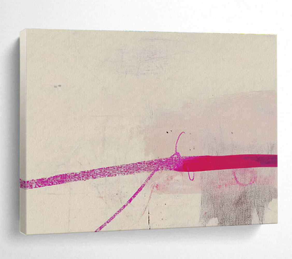“Pink Line Minimalist” Abstract Painting On Canvas DKS279