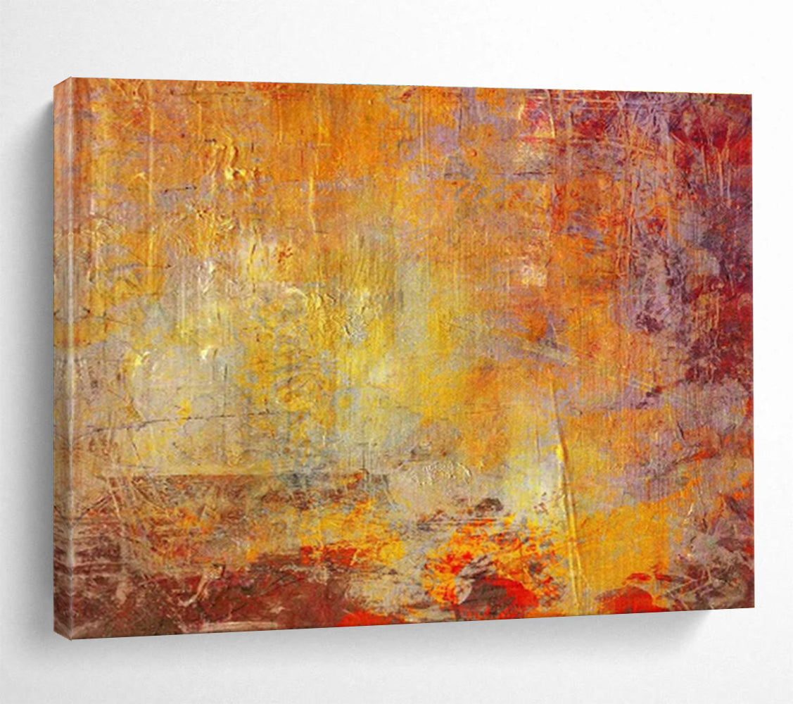 “Warm Orange - Purple Abstract Textures” Abstract Painting On Canvas DKS192