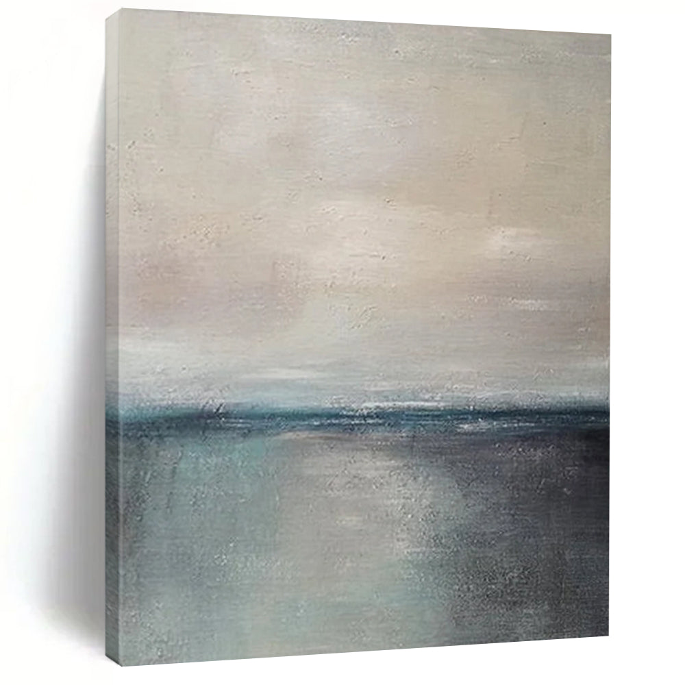 “Gray - Blue Calm Seascape” - Impressionistic Landscape Painting On Canvas DS034