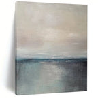 “Gray - Blue Calm Seascape” - Impressionistic Landscape Painting On Canvas DS034