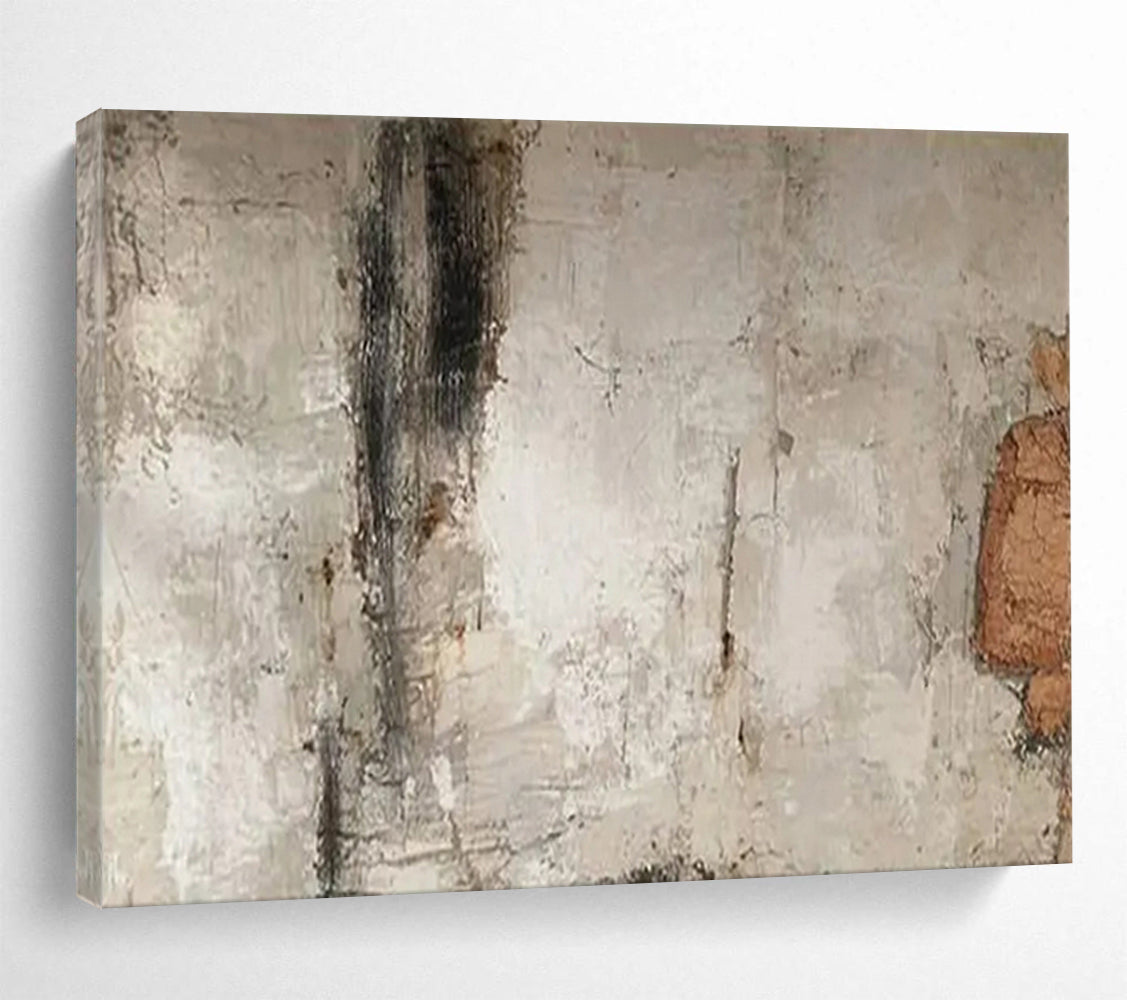 “Gray - Brown Textured Wall” - Neutral Tones “Urban Relic” Painting On Canvas PT1625
