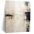 “Neutral Abstraction” - Monochrome Blocks & Lines Painting On Canvas DS131
