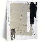 “Gray - Black Minimalist Lines” - Gray, Black, White Abstract Painting On Canvas PS0502
