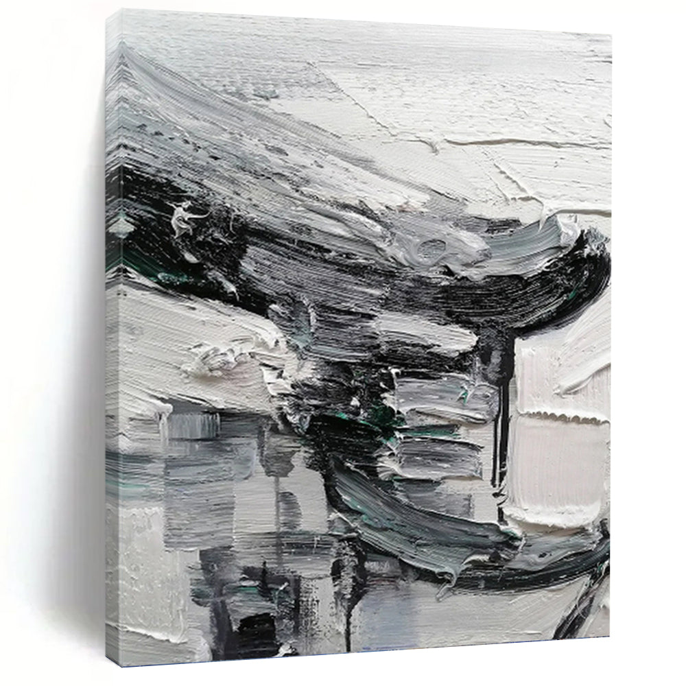 “Grey - Black Textured Abstract” - Abstract Expressionist Painting On Canvas PT1297