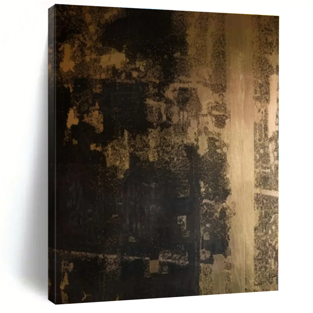 “Brown - Black Textured Composition” - Brown, Black Abstract Painting On Canvas PS0529