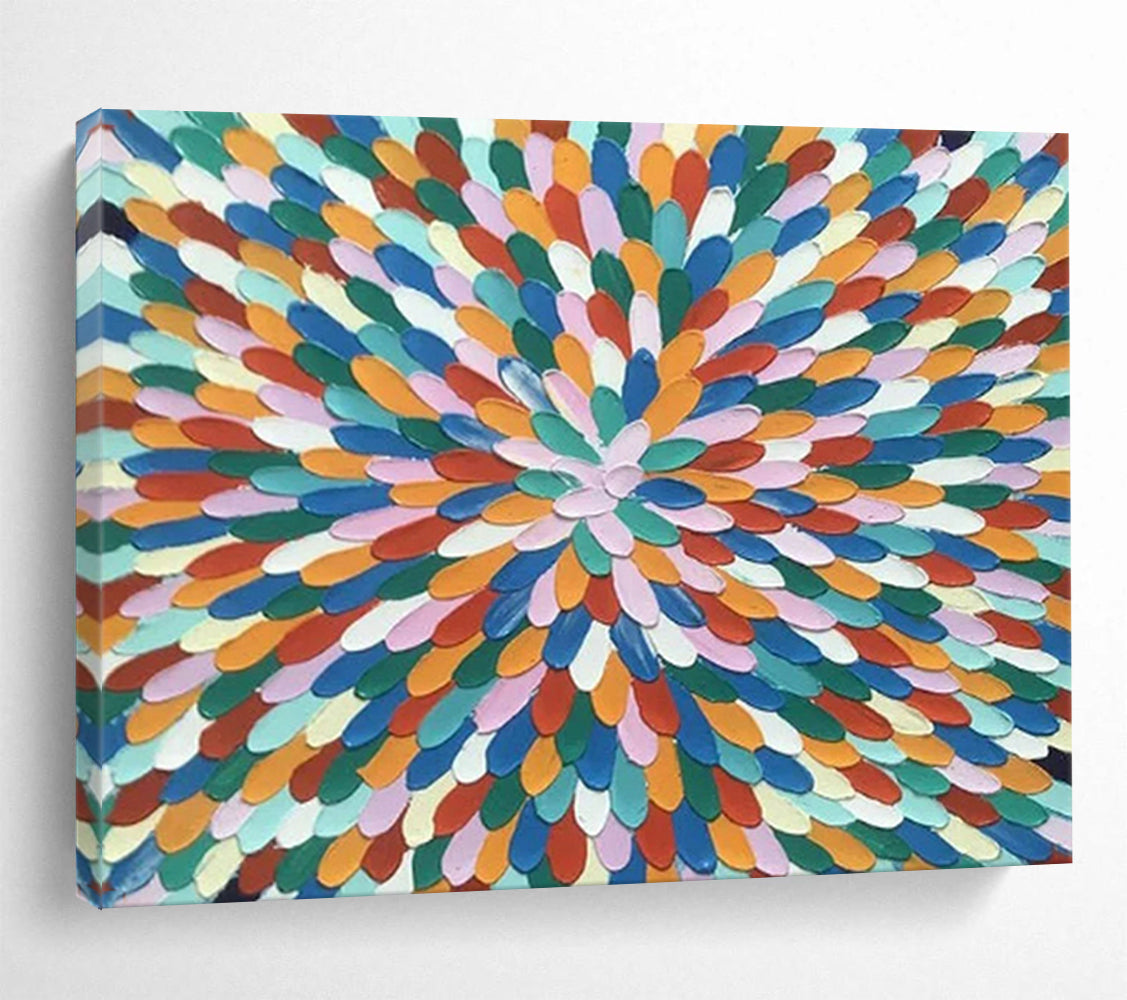 “Rainbow - Colored Mandala” - Abstract Geometric - Painting On Canvas PT1743