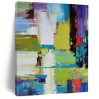 Vibrant Color Blocks, "Urban Symphony" – Contemporary Abstract Painting On Canvas PS0896