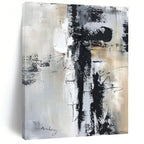 “Black - White - Gray Urban Abstraction” - Black, White, Gray Abstract Painting On Canvas PS0501