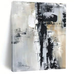 Black, White, Gray Layered Chaos “City Mosaic” - Painting On Canvas PS0799
