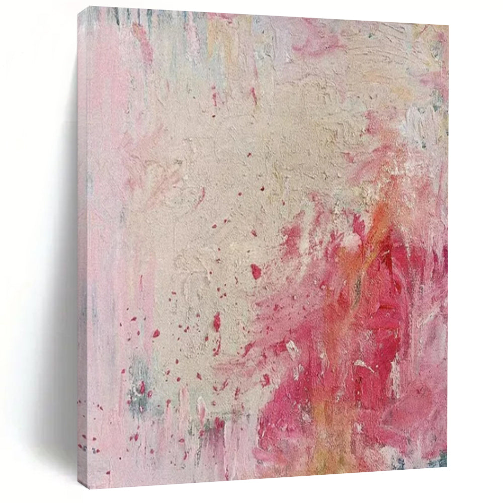 “Pink and Red Abstract” - Expressionist Abstract Painting On Canvas PT2283