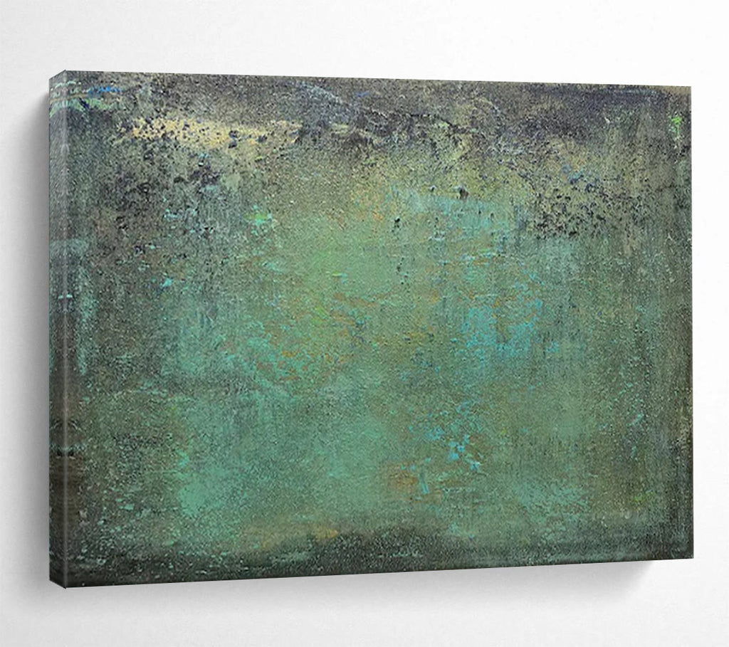 “Teal - Green Textured Canvas” - Earthy Hues Painting On Canvas PT1518