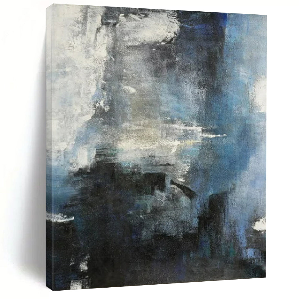 “Blue - Gray Abstract” - Abstract Expressionist Painting On Canvas PT2335