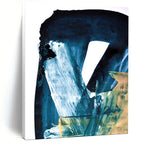 “Blue & Gold Abstract Fusion” - Deep Blues & Metallic Accents Painting On Canvas DS190