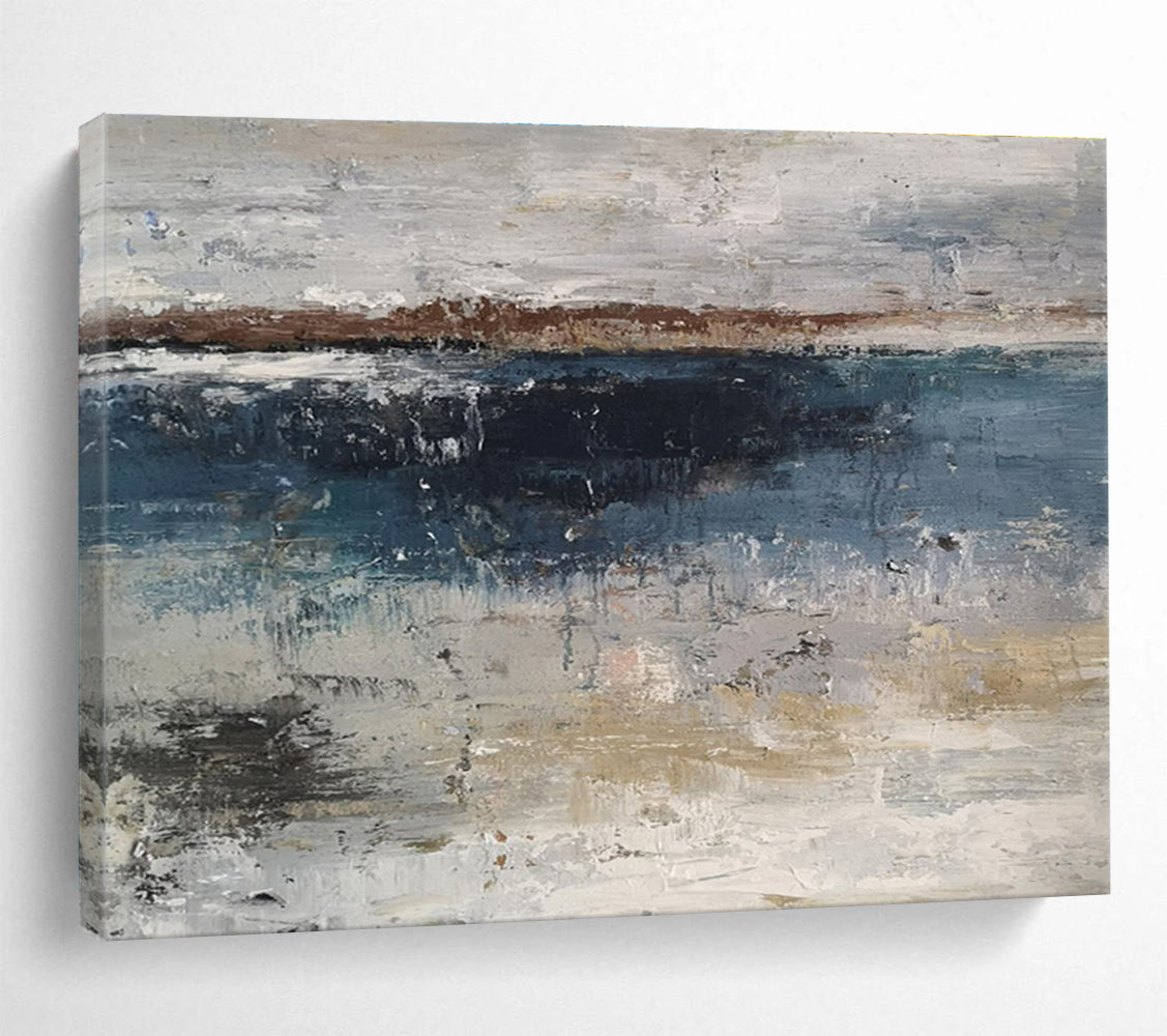 “Blue - Grey Coastal Serenity” Abstract Painting On Canvas DKS288
