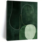 Green and White Curves, "Emerald Flow" – Abstract Line - Art Painting On Canvas PS0951