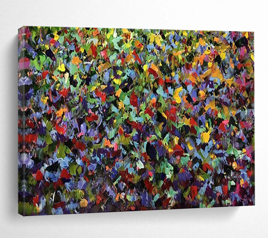 “Intense Colorful Dot Filled Greenery” Pointillist Landscape Painting On Canvas PT1798