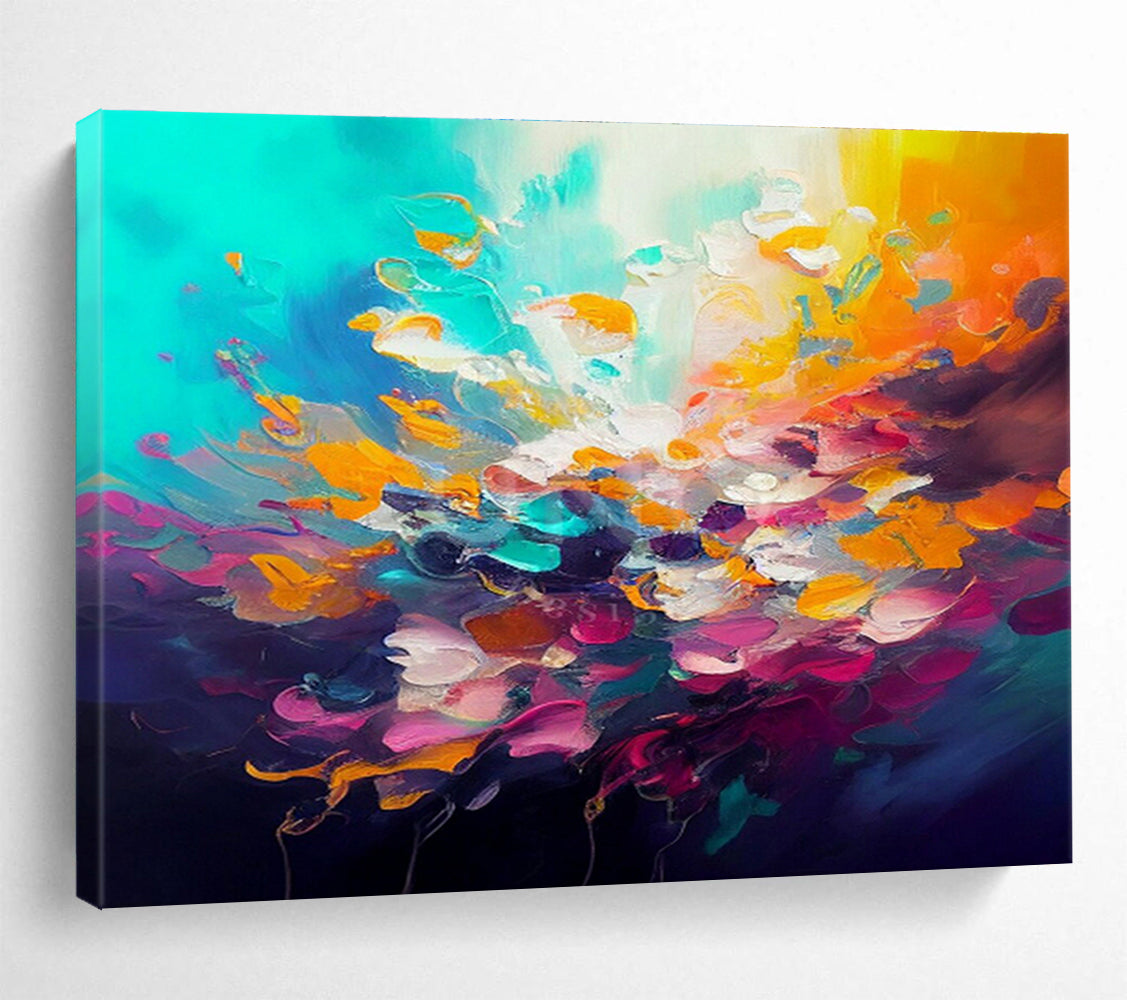 Color - Burst Floral Abstraction - Vivid Impressionistic Painting On Canvas DKS346