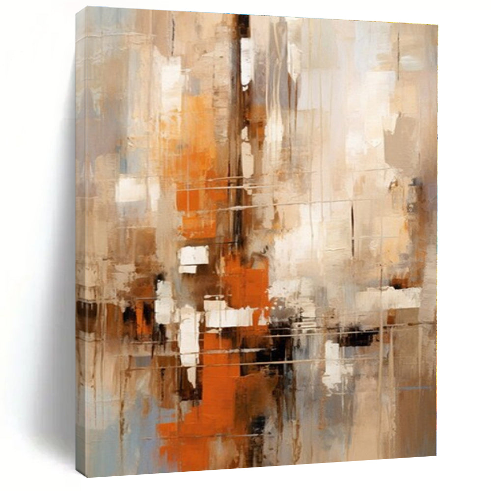 Earthy Tones with Abstract Layers "Earthy Mosaic" Abstract Painting On Canvas PS1258